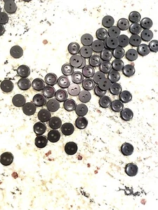 Black Shiny Flat 2 Hole Plastic Shirt Buttons 10mm X 10 PCs - Picture 1 of 3