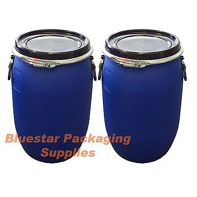 2 X 60L Litre Open Top Plastic Storage Drum Barrel Keg With Lid Food Grade New • 59.49£