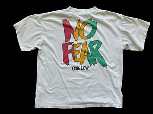 Vintage No Fear Gear T Shirt 90s One Love Distressed Grunge Softee Sz XL USA