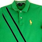 VTG Ralph Lauren Sport Women's Polo Shirt Green Short Sleeve Gold Pony Logo L