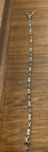 Infinity Tennis Bracelet CZ Crystals Gold Tone 925 Sterling Silver 7”L 4mmW Vint - Picture 1 of 10