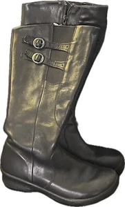 KEEN BERN BABY BLACK LEATHER TALL WATERPROOF BOOTS SIZE 7.5 / 38 - Picture 1 of 11