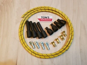 Old School Tractor Cloth Covered Spark Plug Wire Kit Set Vintage Wires Yellow Bk - Picture 1 of 4