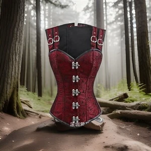 Womens Steampunk Corset Bustier Tops Renaissance Vintage Gothic Cincher Bodysuit - Picture 1 of 8
