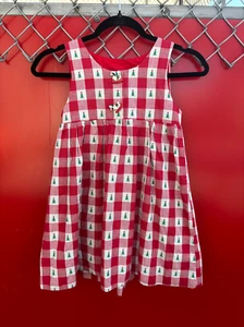 Handmade Vintage Girls Sleeveless Christmas Dress Toddler Baby Cotton - Picture 1 of 5