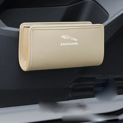 Beige PU Leather Car Door Side Pocket Storage Box Organizer Trash Can For Jaguar Foto 1 de 4