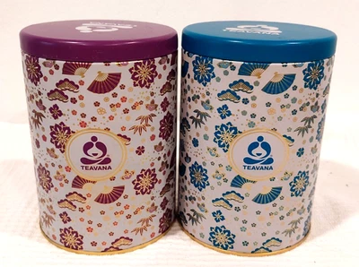 Two Teavana  Tea Tin – 10oz Purple Canister and Blue Canister - Image 1 of 4