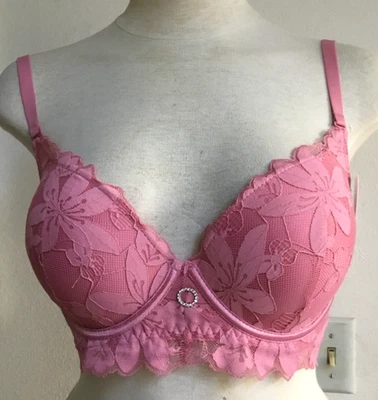 Sujetador BELLA Lencería Floral Encaje Sujetador Push Up Con Aros Rosa Íntimo 38 C Foto 1 de 4