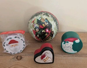 Vintage Menge 4 Pappmaché Weihnachtsmann Boxen Weihnachten Geschenkbox oder Deko - Bild 1 von 11