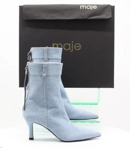 MAJE DENIM WOMENS BOOTS POINTED TOE ZIP UK 5 EU 38 BLUE RRP £429 AD - Picture 1 of 11