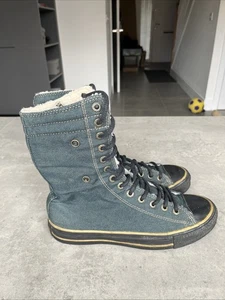 Converse Chuck Taylor All Star Mid Calf High Fur lined Trainers UK7 Green - Picture 1 of 8