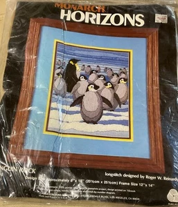 Vintage Monarch HorizCounted Cross Stitch Kit Penguin Rock LS94 1984 New Sealed - Picture 1 of 4