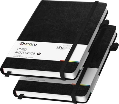 BRANDED Lined Journal Notebook, 2 Pack, 180 Pages, A5 Journals for Writing, 100 GSM Thic