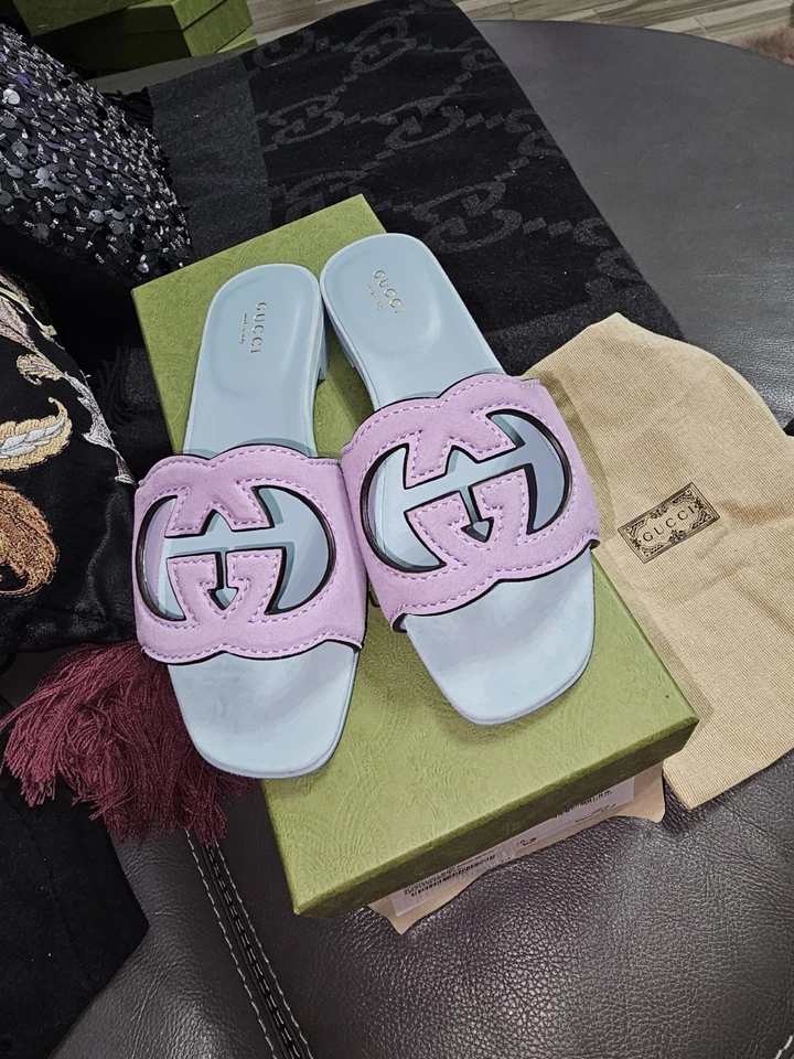 Auténticas sandalias Gucci para mujer Pald lavanda entrelazadas talla G talla EU 36 Foto 1 de 4