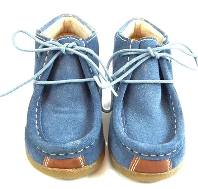DE OSU - Spain - Baby Boy Girl Blue Leather Wallaby Boots - European 20-Size 4.5 - Image 1 of 4