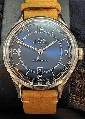 Reloj para hombre Mido Multifort Patrimony esfera azul cuero M040.407.16.040.00 Foto 1 de 4