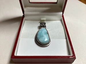 Ciondolo larimar naturale cauzione fantasia argento sterling 925 10 gr. Spedizione gratuita! - Foto 1 di 5