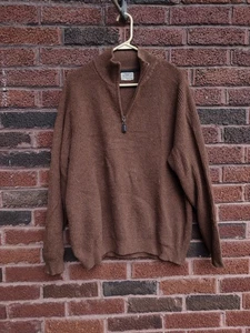LL Bean Herren Kaschmir Pullover mit Stehkragen Größe Large braun Herbst Fischerstil  - Bild 1 von 8