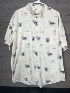 WOOLRICH Mens Large Button Down Shirt Labrador Retriever Dog Print - Picture 1 of 4