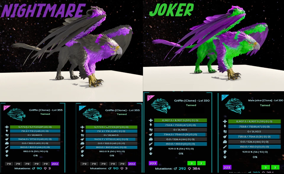 Ark Survival Ascended Top stat Griffin joker nightmare galaxy pve PC/XBOX/PS5 - Image 1 of 3