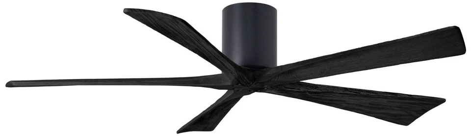 60" Irene-5H Matte Black Hugger Ceiling Fan with Remote - Image 1 of 1