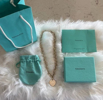Collar "NUEVO" Please Return To Tiffany & Co Plata Esterlina Etiqueta Corazón 18" Foto 1 de 3
