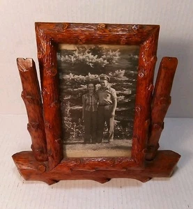 Vintage Antique Carved Wood Picture Frame With Vtg Black & White Photo 6x4 - Picture 1 of 20