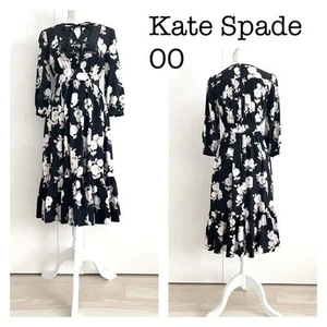 Vestido Kate Spade New York Seda Línea A Talla 00 Negro Buen Estado HN4458 - Imagen 1 de 16
