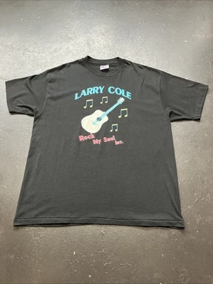 Vintage Distressed 90s Signed Larry Cole Rock My Soul Rockabilly Shirt Black XL - Image 1 of 4