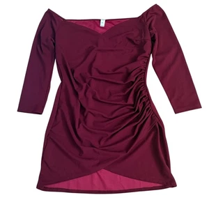 Damen 2XL rotes Kleid Herzausschnitt asymmetrischer Saum gerafft Stretchmischung - Bild 1 von 13