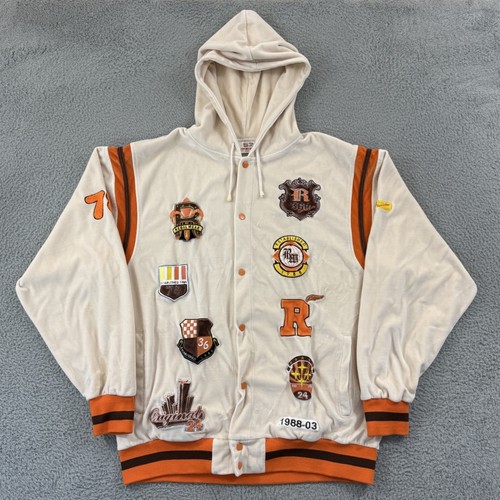 VETEMENTS Giacca vintage Regal Wear uomo 2XL velluto sport ricamata ampia felpa con cappuccio zip intera