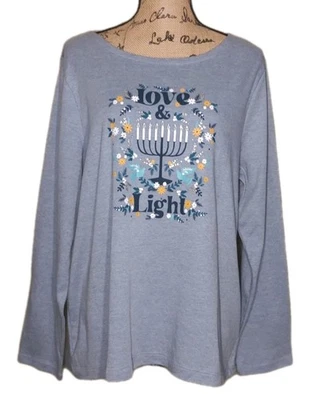 Croft & Barrow - Camiseta Hanukah con Gráfico Brillo Azul Jaspeado - Talla XXL Foto 1 de 3