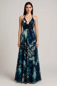 CACHE maxi dress gown beaded backless sequins satin floral Y2K party evening 4 - Picture 1 of 14