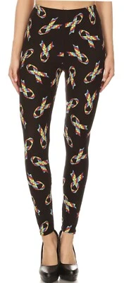 Concienciación sobre el autismo. Cintas arco iris, negras con leggings súper lindos talla única 2-12 Foto 1 de 4