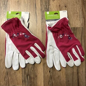 2 Pairs StyleSelections Pink Leather/Mesh Garden Gloves Size Large New V145 - Picture 1 of 2