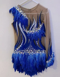 Rhythmic Gymnastic Competition Leotard Royal Blue Swarovski Crystals Russia - Picture 1 of 12