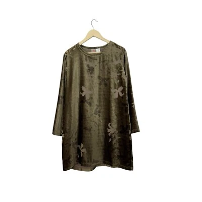 Vestido recto Oilily 44 terciopelo tejido flores transparentes marrón manga larga para mujer Foto 1 de 4