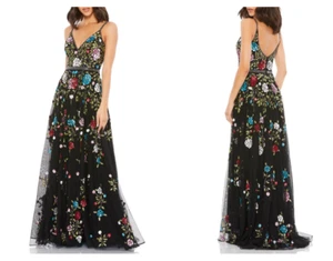 VESTIDO VESTIDO MAC DUGGAL 5400 FLORAL EMBELLECIDO LÍNEA A NEGRO/multicolor talla 8 - Imagen 1 de 5