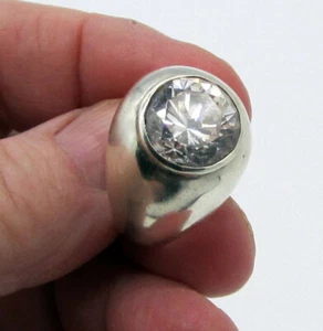 Estate Vintage GORGEOUS Huge Sterling Silver CZ Statement Dome Size 7.5 Ring - Picture 1 of 4