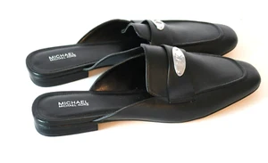 Michael Kors Ashley Black logo plate mules women’s Sz 9.5 - Picture 1 of 4