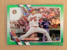 2021 Topps Chrome NPB #8 Ryoji Kuribayashi RC Green Refractor 05/99 SP Toyo Carp