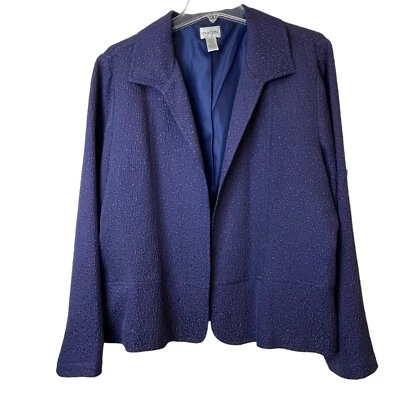 Chico’s Jacket Separate Size 3 XL 16 Lined Open Front Textured Silk Blend Peplum - Image 1 of 4