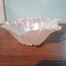 AKCAM Turkish Art Iredescent Glass Flower Petal White Candy Nuts Anything Bowl.
