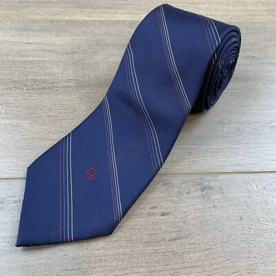 Corbata de diseñador Christian Dior de colección para hombre azul marino a rayas hecha en EE. UU. Foto 1 de 4