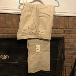 Trust Pleated Linen Blend Casual Pants Khaki Size 38 W 34 L Men’s Menswear NWT - Picture 1 of 3