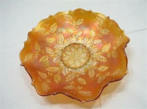 Vintage Fenton Holly Carnival Glass Bowl Marigold Crimped 9" - Picture 1 of 5
