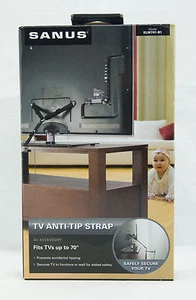 Sanus TV Anti-Tip Strap Fits Flat Panel TVs up to 70" Baby Safety ELM701-B1 - Picture 1 of 12