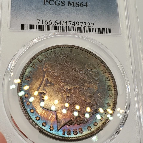 1886-P Morgan Silver Dollar, PCGS MS-64 RAINBOW TONING ON OBVERSE AND REVERSE Cover