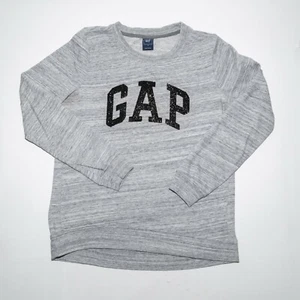 GAP Women's Sequin Spell Out Sweatshirt Heather Gray Casual Pullover Sz S - Picture 1 of 7