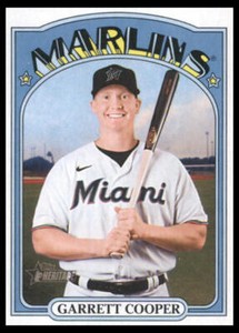 2021 Topps Heritage #633 Garrett Cooper Miami Marlins Baseball Card